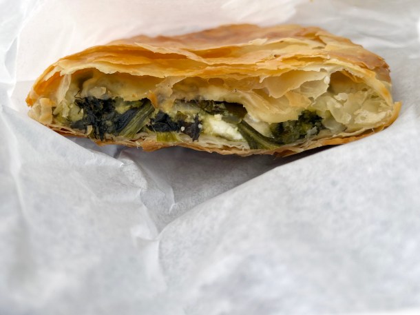illustrative photo of the spinach, feta and dill bougatsa from Greek Artisan Pastries