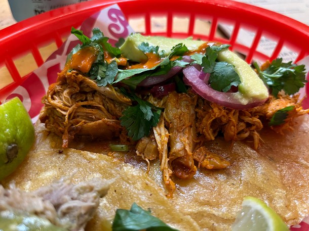 illustrative photo of the chicken and avocado tacos at Taca Tacos Deptford