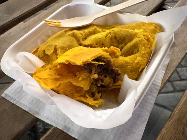 illustrative photo of the beef and cheese patty at Jerk Yard