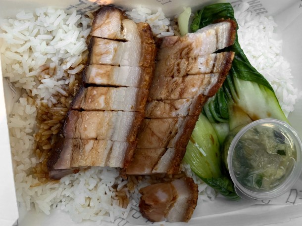 illustrative photo of the crispy roast pork from Three Uncles