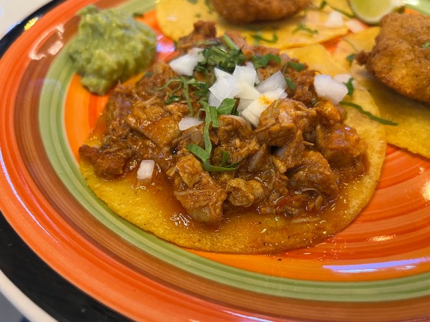 illustrative photo of the pastor pork tacos at Guacamoles Peckham Rye market