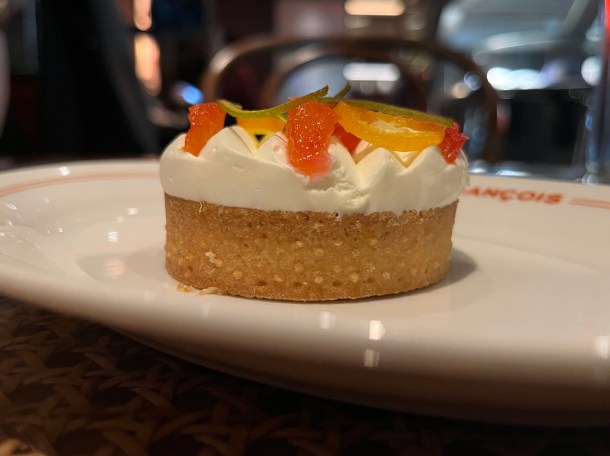 illustrative photo of the blood orange tart at Cafe Francois
