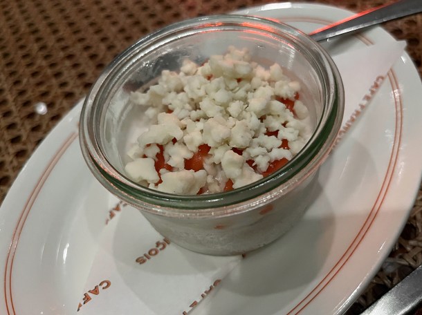 illustrative photo of the coconut and lime vacherin at Cafe Francois
