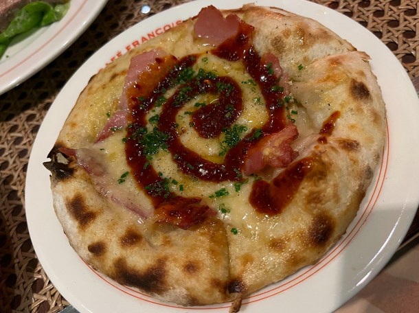 illustrative photo of the croque monsieur flatbread at Cafe Francois