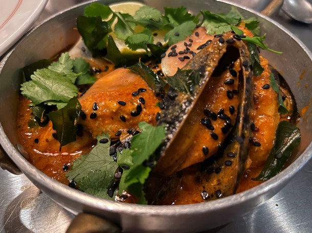 illustrative photo of the monkfish and mussels curry at Cafe Francois