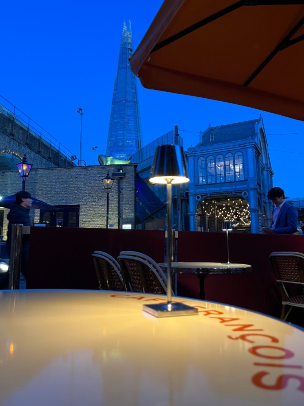 illustrative photo of the outdoor seating with a view of The Shard at Cafe Francois