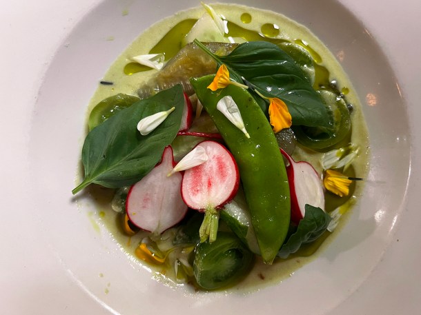 illustrative photo of the cucumber and pistachio vichyssoise at Camille