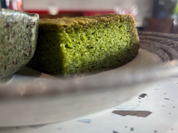 illustrative photo of the pandan almond cake at Sambal Shiok