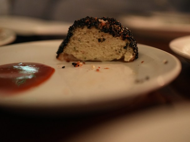 illustrative photo of the prawn and scallop toast at Hausu Peckham
